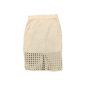 midi white banana republic skirt with circle cut outs